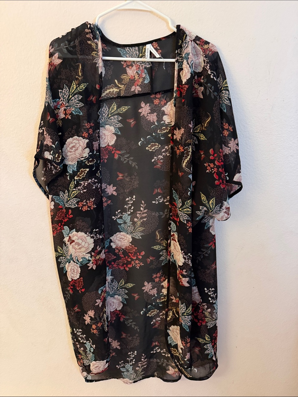 Live 4 Truth Black Sheer Floral Kimono